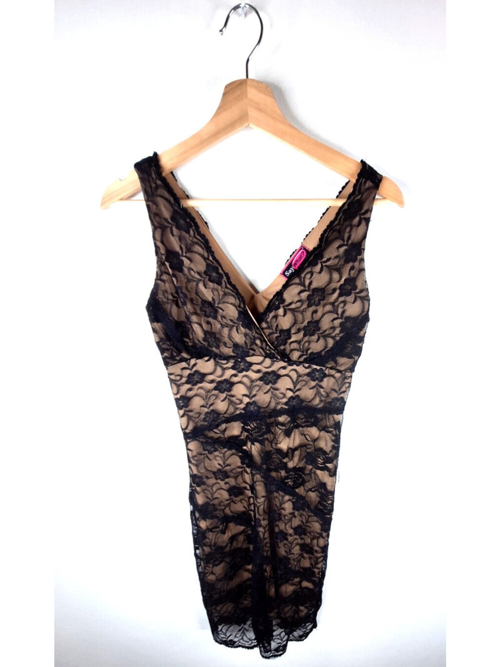 Say What? Black Chantilly Lace Dress VTG 90s Babydoll Dark Fairycore Whimsigoth